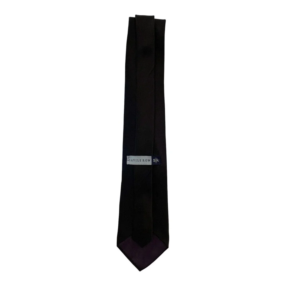 Vintage Savile Row Men's Classic Neck Tie Black 100% Imported Silk Made In Spain